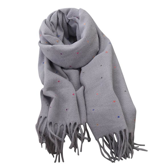 SuTry Women's Fashionable Solid Color Scarves with Tassels Soft Material Ideal for Cold Weather Stylish Providing Warmth Easy to Match Outfits(Gray,Free Size)