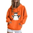 thumbnail image 1 of SuTry Women's Halloween Theme Printed Blouses Trendy Long Sleeve Hooded Casual Sweatshirts Tops Coverage Warmth Wear Clothes(Orange#1,L), 1 of 4