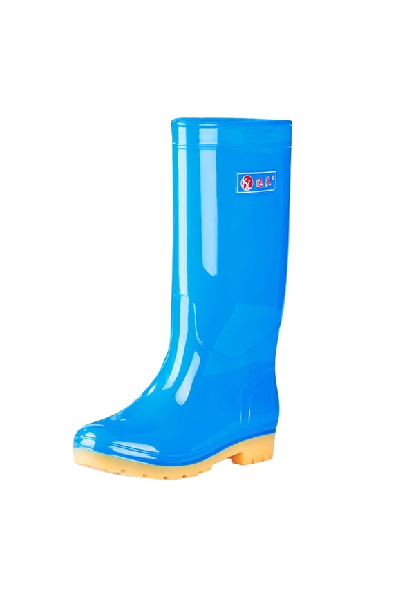 Women's High-Tube Waterproof Rain Boots Non-Slip PVC Wellies Contrast Color Casual Water Shoes for Kitchen Cleaning Outdoor Work Spring Summer Use