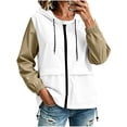 thumbnail image 1 of SuTry Women's Jacket, Color Block Long Sleeve Windbreaker, Waterproof Hooded Zip Up Outdoor Coat with Pockets, Travel Hiking Essential Layer, 1 of 7