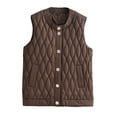 thumbnail image 1 of SuTry Women's Lightweight Vest Fashion Fall Winter Sleeveless Solid Color Button Warm Casual Outerwear Tops for Women(Brown,L), 1 of 8