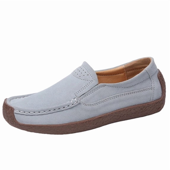 SuTry Women's Loafers Slip On Round Toe Contrast Stitching Comfortable Lightweight Breathable Casual Walking Driving School Office Daily Wear Shoes(41)