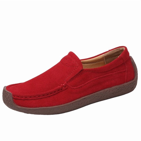 SuTry Women's Loafers Slip On Round Toe Contrast Stitching Comfortable Lightweight Breathable Casual Walking Driving School Office Daily Wear Shoes(42)