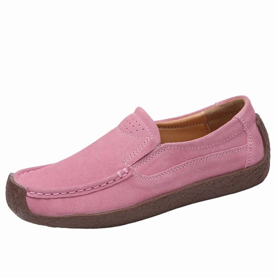 SuTry Women's Loafers Slip On Round Toe Contrast Stitching Comfortable Lightweight Breathable Casual Walking Driving School Office Daily Wear Shoes(42)