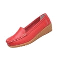 thumbnail image 1 of SuTry Women's Moccasin Loafers Slip On Wedge Heel Lightweight Comfortable PU Leather Casual Walking Shoes(38), 1 of 9