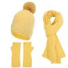 SuTry Women's Modern Stylish Winter Knitted Warm Sets Including Gloves Hats Scarves Three Piece Set with Thick Velvet Lining for Cold Weather(Yellow#1,Free Size)
