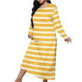 thumbnail image 1 of SuTry Women's Oversize Long Gown Pajamas Trendy for Fall Long Sleeve Stripe Contrast Color Comfortable Pajamas for Home Homewear(Yellow#4,4XL), 1 of 5