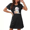 thumbnail image 1 of SuTry Women's Oversized Homewear Fashion Chest Pattern Printing Short Sleeve Short Length Nightdress Suitable for Sleeping Wear(Black#1,S), 1 of 2