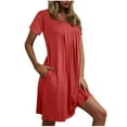 thumbnail image 1 of SuTry Women's Oversized Homewear Solid Color Winter Warm Nightgown with Pockets Loose Pajamas Oversized for Lounging Sleeping(Red#2,L), 1 of 7