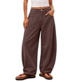 thumbnail image 1 of SuTry Women's Pants Button Fly Mid Rise Barrel Wide Leg Jeans Stitched Detail Side Pockets Relaxed Baggy Casual Cotton Blend Trousers, 1 of 7