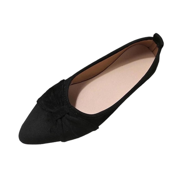 SuTry Women's Pointed Toe Flats Bow Detail Slip On Soft Comfortable Casual Walking Shoes(37)