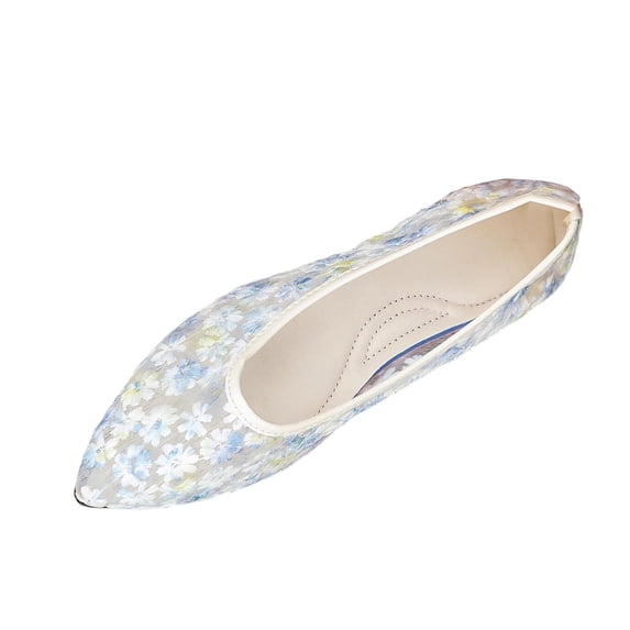 SuTry Women's Pointed Toe Flats Gradient Floral Embroidery Slip On Lightweight Breathable Soft Sole Comfortable Casual Office Commute Walking Shoes(38)