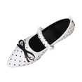 thumbnail image 1 of SuTry Women's Pointed Toe Flats Polka Dot Bow Detail Slip On Elastic Strap Lightweight Comfortable Casual Walking Shoes(36), 1 of 9