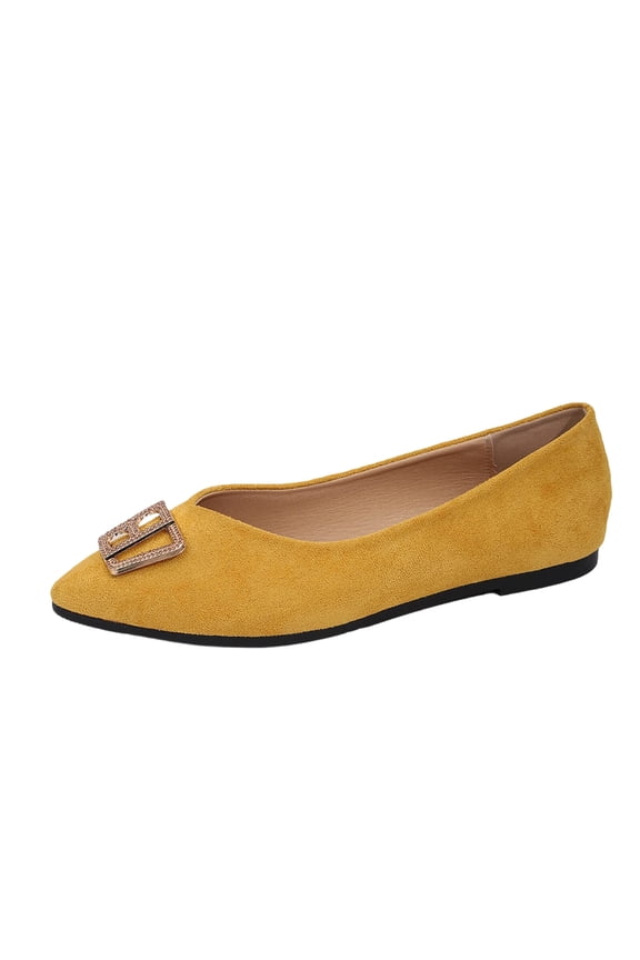 Women's Pointed Toe Flats Slip On Rhinestone Buckle Soft Sole Comfortable Casual Walking Shoes(37)
