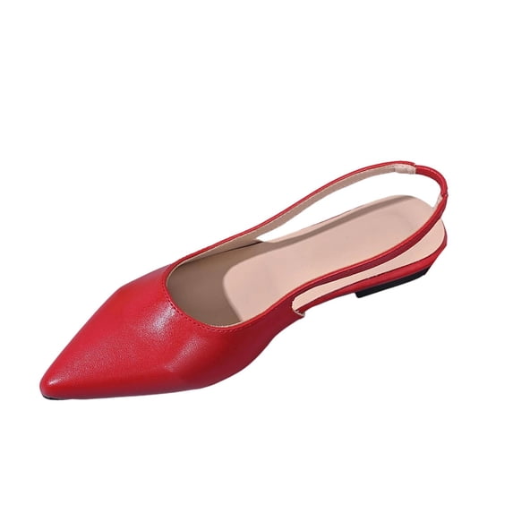 SuTry Women's Pointed Toe Slingback Flats Elastic Back Strap PU Upper Slip-On Style Comfortable Plus Size Friendly for Women Office Casual Flats