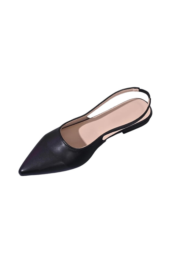 Women's Pointed Toe Slingback Flats Elastic Back Strap PU Upper Slip-On Style Comfortable Plus Size Friendly for Women Office Casual Flats