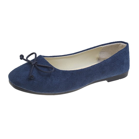 SuTry Women's Round Toe Flats Ballet Style Bow Detail Slip On Comfortable Casual Walking Shoes(40)