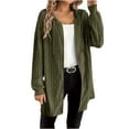 thumbnail image 1 of SuTry Women's Solid Color Winter Casual Long Sleeve Hooded Long Sweater with Thickening Fleece and Zipper Suitable for Chilly Days(Army Green#1,XL), 1 of 8