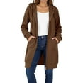 thumbnail image 1 of SuTry Women's Solid Color Winter Casual Long Sleeve Hooded Long Sweater with Thickening Fleece and Zipper Suitable for Chilly Days(Brown,XL), 1 of 8
