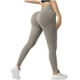 thumbnail image 1 of SuTry Women's Solid Color Yoga Suit Seamless Hip Lifting Breathable Pants with Tight Fitting High Waisted Sports Bottom Fitness Leggings(Khaki#6,S), 1 of 6