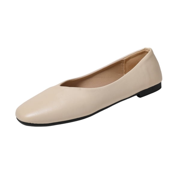 SuTry Women's Square Toe Flats Slip On PU Leather Lightweight Comfortable Casual Walking Office Shoes(36)