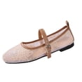 thumbnail image 1 of SuTry Women's Square Toe Lace Mary Jane Flats Adjustable Buckle Strap Sequin Embellished Breathable Mesh Comfortable Slip On Casual Walking Shoes(38), 1 of 8