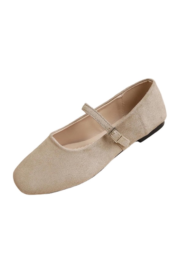 Women's Square Toe Mary Jane Flats Faux Adjustable Buckle Strap Lightweight Versatile Comfortable Slip On Casual Everyday Walking Shoes(36)
