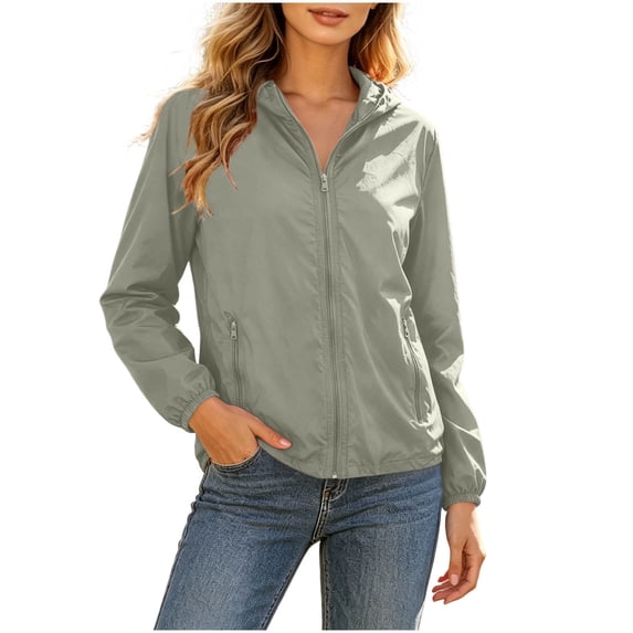 SuTry Women's Sun Protection Jacket Hooded Full Zip Lightweight Stretch Elastic Cuffs Zippered Pockets Outdoor Sports Travel Daily Wear Outerwear