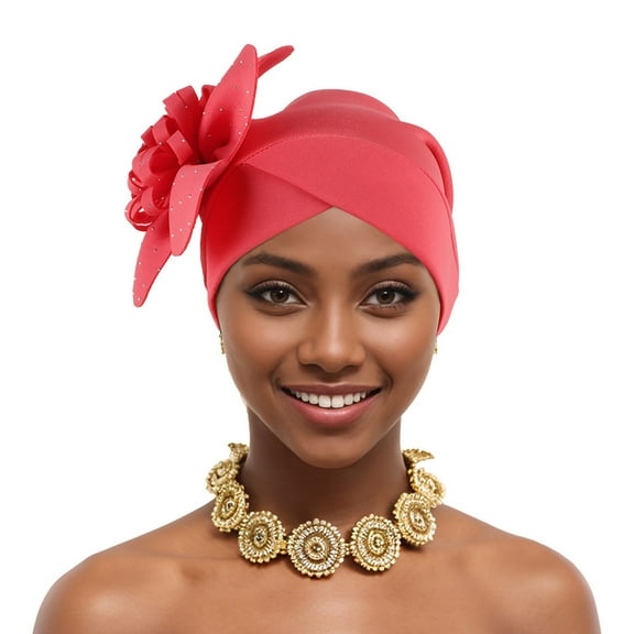 SuTry Women's Trendy Air Layer Side Panel Flower Indian Hat Air Layer Keeps Cool Side Panels Add Structure Flower Fits Festivals(Watermelon Red#5,Free Size)