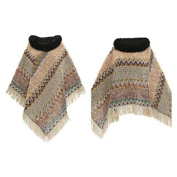 SuTry Women's Trendy Knitted Striped Scarf Block Colors Soft Warm Shawl with Fleece Lined Collar Cuffs Stylish Tassel Decorated for Winter(Yellow#1,Free Size)