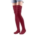 thumbnail image 1 of SuTry Women's Trendy Stockings Woolen Warm Winter Solid Color Knee High Long Tube Pile Socks Thick for Cold Weather Climates(Wine,Free Size), 1 of 4