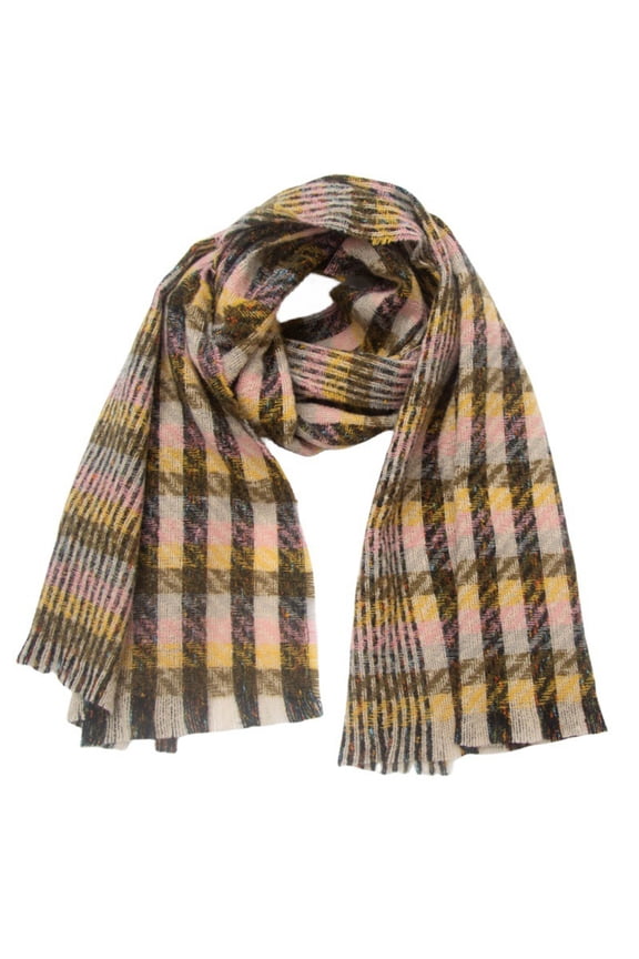 Women's Winter Shawl Scarves Small Checkered Pattern Ideal for Cold Weather Providing Warmth with Unique Look Suitable for Daily Wear(Pink,Free Size)