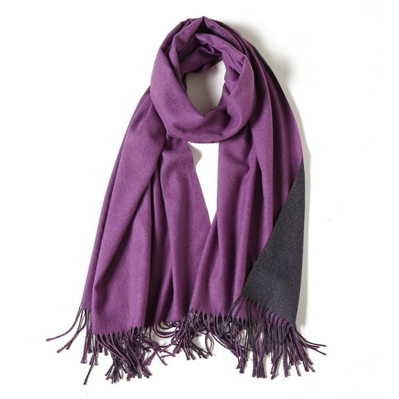 SuTry Women's Winter Warm Scarves Two Tone with Tassel Long Style Ideal for Cold Weather Providing Warmth Solid Color Suitable for Daily Wear(Purple,Free Size)