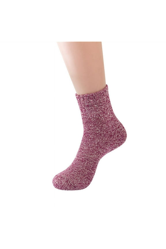 Women's Winter Wool Knitted Threaded Socks for Boots Warm Wool Knitted Material for Cold Weather Warmkeeping(Hot Pink,Free Size)
