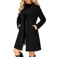 thumbnail image 1 of SuTry Women's Wool Coat, Double Breasted Notched Lapel Long Sleeve, Solid Color Slim Fit Mid Length Winter Overcoat, Everyday Business Casual Outerwear, 1 of 8
