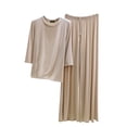 thumbnail image 1 of SuTry Womens Casual Sleepwear Set Soft Cozy 3/4 Sleeve Round Neck Solid Color Pajama Home Homewear Pajamas for Women Set(Beige,XL), 1 of 5