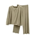 thumbnail image 1 of SuTry Womens Casual Sleepwear Set Soft Cozy Loose Long Sleeve Round Neck Solid Color Pajama Home Loungewear Pajamas for Women Set(Green,XL), 1 of 6