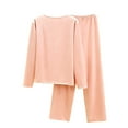thumbnail image 1 of SuTry Womens Casual Sleepwear Set Soft Cozy Loose Long Sleeve Round Neck Solid Color Pajama Home Loungewear Pajamas for Women Set(Pink,L), 1 of 6