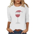 thumbnail image 1 of SuTry Womens Christmas Shirts 3/4 Length Sleeve Loose Hoodless Tops Fashion Casual Christmas Print Crew Neck Holiday Tops Pullover(White#2,3XL), 1 of 6