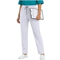 thumbnail image 1 of SuTry Womens Full Length Straight Scrub Pants Drawstring Elastic High Waist Multi Side Cargo Pockets Daily Work Uniform Casual Wear Trousers, 1 of 9