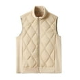 thumbnail image 1 of SuTry Womens Lightweight Vest Fall Winter Solid Color Lapel Zip Pockets Warm Sleeveless Jackets Fashion Casual Coat(Khaki#2,2XL), 1 of 9