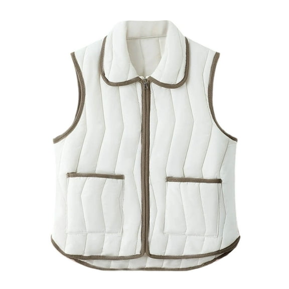 SuTry Womens Lightweight Vest Fall Winter Solid Color Lapel Zip Pockets Warm Sleeveless Jackets Fashion Casual Coat(White#1,3XL)