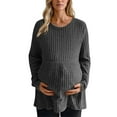 thumbnail image 1 of SuTry Womens Maternity Sweaters Fashion Waist Pleated Solid Color Knit Sweater Winter Pullover Top Fall Sweaters for Women(Dark Gray,2XL), 1 of 6