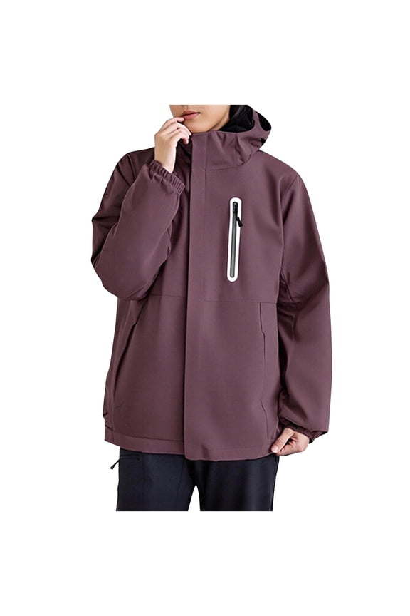 Womens Packable Hooded Outdoor Windbreaker Coat Thin Rain Jacket Tops Hooded Head Coverage for Changing Weather Blouses(Purple#1,M)
