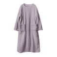 thumbnail image 1 of SuTry Womens Pajamas Plush Fall Winter Long Sleeve Solid Color Floor Length Double Pockets Cozy Warm Sleepwear(Purple,L), 1 of 6