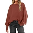 thumbnail image 1 of SuTry Womens Sweaters Long Sleeved Round Neck Knitted Sweater Pullover Solid Color Tops Fall Sweaters for Women(Brown,M), 1 of 7