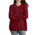 thumbnail image 1 of SuTry Womens Sweaters Long Sleeved Round Neck Knitted Sweater Pullover Solid Color Tops Fall Sweaters for Women(Wine,XL), 1 of 6