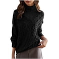 thumbnail image 1 of SuTry Womens Sweaters Solid Color Hooded Long Sleeved Round Neck Pullover Casual Knit Sweater Top Fall Winter Sweaters for Women(Black,XL), 1 of 8