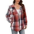 thumbnail image 1 of SuTry Womens Tops Classic Lapel Plaid Shirt Long Sleeve Button Two Pockets Plush Lined Warm Fleece Top Fall Winter Fashion Coat(Multicolor#2,M), 1 of 6