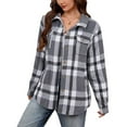 thumbnail image 1 of SuTry Womens Tops Classic Lapel Plaid Shirt Long Sleeve Button Two Pockets Plush Lined Warm Fleece Top Fall Winter Fashion Coat(Multicolor,S), 1 of 7